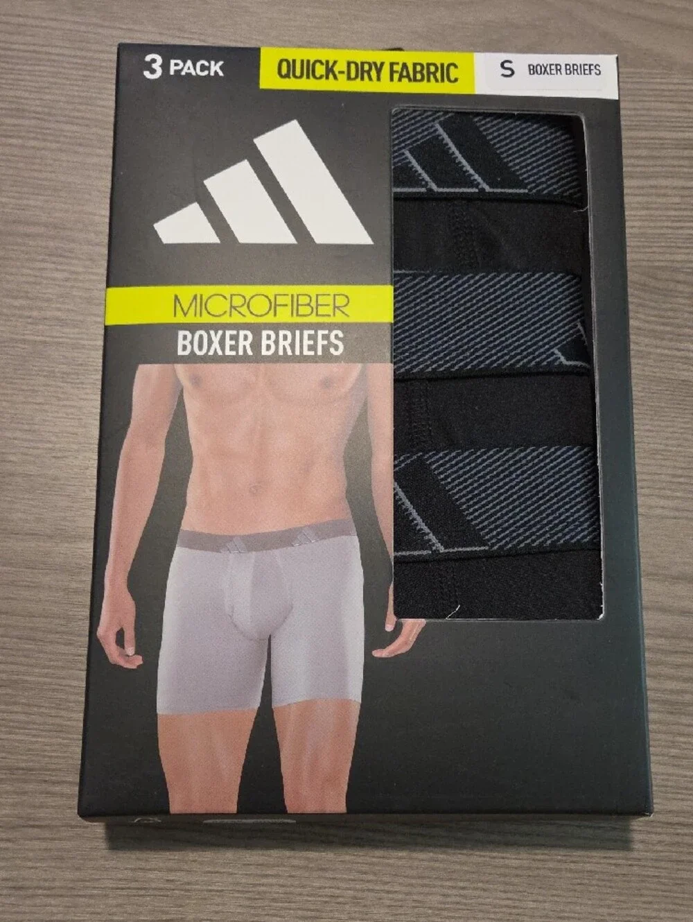 Men's Black Performance Boxer Briefs - 3-Pack Small Sz